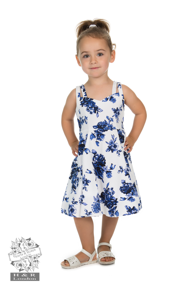 Girls Blue Rosaceae Swing Dress